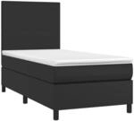 vidaXL Boxspringbett mit Matratze & LED Schwarz 90x190 cm Kunstleder1467765