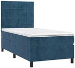 vidaXL Boxspringbett mit Matratze & LED Dunkelblau 80x200 cm Samt 3136093