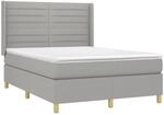 vidaXL Boxspringbett mit Matratze & LED Hellgrau 140x190 cm Stoff 3138949