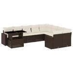 vidaXL 10-Tlg Garten-Sofagarnitur mit Kissen Braun Poly Rattan 3267513