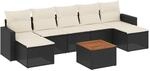 vidaXL 8-Tlg Garten-Sofagarnitur mit Kissen Schwarz Poly Rattan 3224250