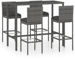 vidaXL 5-tlg Gartenbar-Set mit Kissen Poly Rattan Grau Modell 9
