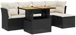 vidaXL 6-Tlg Garten-Sofagarnitur mit Kissen Schwarz Poly Rattan 3275464