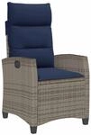 vidaXL Gartensessel mit Beistelltisch Verstellbar Grau Poly Rattan 4108273