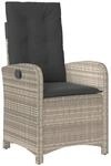 vidaXL Gartensessel mit Kissen Verstellbar Stahl Hellgrau Poly Rattan