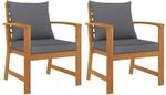 vidaXL Gartenst&uuml;hle 2 Stk mit Dunkelgrauem Kissen Akazie Massivholz 311832