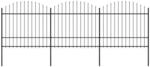 vidaXL Gartenzaun mit Speerspitze Stahl 537 x 175 cm Schwarz 277741