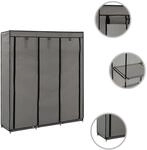 vidaXL Kleiderschrank mit F&auml;chern und Stangen Grau 150x45x175cm Stoff