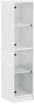 vidaXL Highboard mit Glast&uuml;ren Wei&szlig; 35x37x142 cm 836434