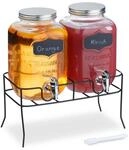 Relaxdays 2er Set Getr&auml;nkespender Glas Transparent mit St&auml;nder 37 x 33 x 24 cm 2,8