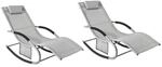 SoBuy Sonnenliege 2-er Set mit Tasche Garten Metall Kunstfasergewebe Grau OGS28-HGx2