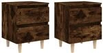vidaXL Nachttische 2 Stk Massivholz-Beinen R&auml;uchereiche 40x35x50 cm