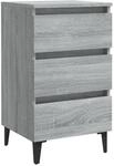 vidaXL Nachttisch mit Metallbeinen Grau Sonoma 40x35x69 cm