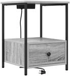 vidaXL Nachttisch mit Ladestation Grau Sonoma Holzwerkstoff 859436