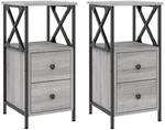 vidaXL Nachttische 2 Stk, Grau Sonoma 34x35,5x70 cm Holzwerkstoff 825950