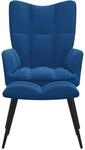 vidaXL Relaxsessel mit Hocker Blau Samt Modell 5