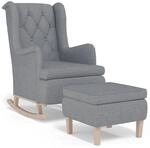vidaXL Schaukelsessel mit Hocker Hellgrau Stoff Modell 1