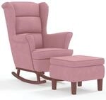 vidaXL Schaukelsessel und Hocker mit Holzbeinen Rosa Samt