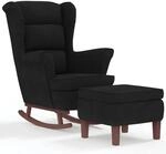 vidaXL Schaukelsessel und Hocker mit Holzbeinen Schwarz Samt