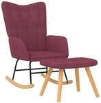 vidaXL Schaukelstuhl mit Hocker Stoff Weinrot 327630