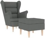 vidaXL Sessel mit Fu&szlig;hocker Dunkelgrau Stoff 3307990