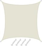 AMANKA Polyester Sonnensegel Wasserabweisend - 4x4m Quadratisch Beige