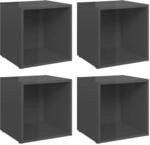 vidaXL TV-Schr&auml;nke 4 Stk Hochglanz-Grau 37x35x37 cm Holzwerkstoff 805524