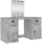 vidaXL Schminktisch mit LED-Leuchten Betongrau 130x50x132,5 cm