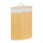 Relaxdays Eckw&auml;schekorb Bambus Creme Faltbar mit Deckel 65 cm x 49,5 cm x 37 cm 1,7