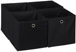 Relaxdays Faltbox 4er Set Polyester Schwarz Zusammenfaltbar 30 cm x 30 cm x 30 cm