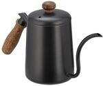 Relaxdays Teekanne Edelstahl Eichenholz Anthrazit Braun Tropffrei 15 cm x 25 cm x 9