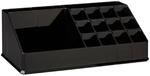 Relaxdays Kosmetikorganizer Acryl Schwarz mit 16 F&auml;chern 8 cm x 22 cm x 12,5 cm 300