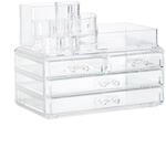 Relaxdays Make Up Organizer Acryl Transparent 4 Schubladen 19 cm x 23,5 cm x 14 cm