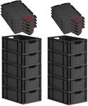 PROREGAL SuperSparSet 10x Eurobox Nextgen Grip Mit Scharnierdeckel Und Roten