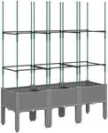 vidaXL Pflanzk&uuml;bel mit Rankgitter Hellgrau 120x40x142,5 cm PP 367957