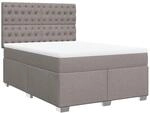 vidaXL Boxspringbett mit Matratze Taupe 160x200 cm Stoff2100028