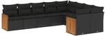 vidaXL 9-Tlg Garten-Sofagarnitur mit Kissen Schwarz Poly Rattan 3227980