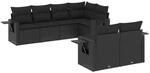 vidaXL 7-Tlg Garten-Sofagarnitur mit Kissen Schwarz Poly Rattan 3220404