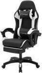 ML-Design Gaming Stuhl mit Fu&szlig;st&uuml;tze Schwarz-Wei&szlig; aus Kunstleder