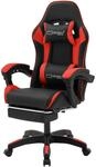 ML-Design Gaming Stuhl mit Fu&szlig;st&uuml;tze Schwarz-Rot aus Kunstleder