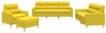 vidaXL 4-Tlg Sofagarnitur mit Kissen Hellgelb Stoff 3201549