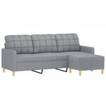 vidaXL 3-Sitzer-Sofa mit Hocker Hellgrau 180 cm Stoff 3201001