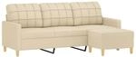 vidaXL 3-Sitzer-Sofa mit Hocker Creme 180 cm Stoff 3201003