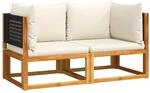 vidaXL Gartensofas-Ecke mit Kissen 2 Stk Holz Akazie Rattan 3278876