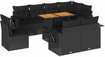 vidaXL 9-Tlg Garten-Sofagarnitur mit Kissen Schwarz Poly Rattan 3327163
