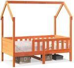 vidaXL Kinderbett Hausbett Wachsbraun 70x140 cm Kiefer2098376