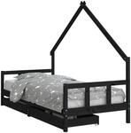 vidaXL Kinderbett mit Schubladen Schwarz 90x200 cm Massivholz Kiefer 834554