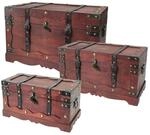 HMF 6400700 Schatztruhe Schatzkiste Holztruhe Schloss 3er Set Versch Gr&ouml;&szlig;en