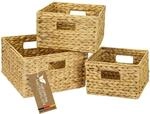 HMF 37245 Aufbewahrungskorb Korb Geflochten Wasserhyazinthe Quadratisch 3er Set...