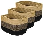 HMF 39010-37CM-81 Aufbewahrungskorb Versteckten Griffen 3er Set Korb Baumwolle...